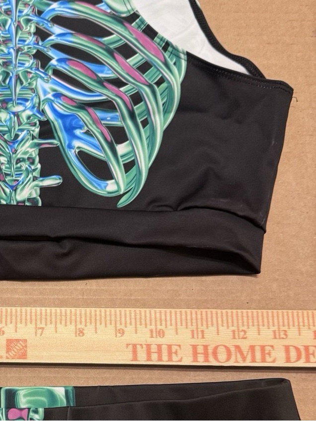 Devil Walking Women’s Sz Small Neon Green Ribcage Print — image 8 of 8